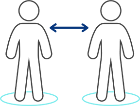 Illustration indicating physical distance between two people